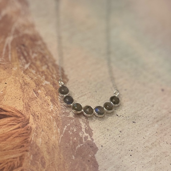 STERLING SILVER LABRADORITE GEMSTONE NECKLACE - Picture 4 of 11